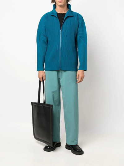 ISSEY MIYAKE plissé ribbed-texture zipped jacket outlook