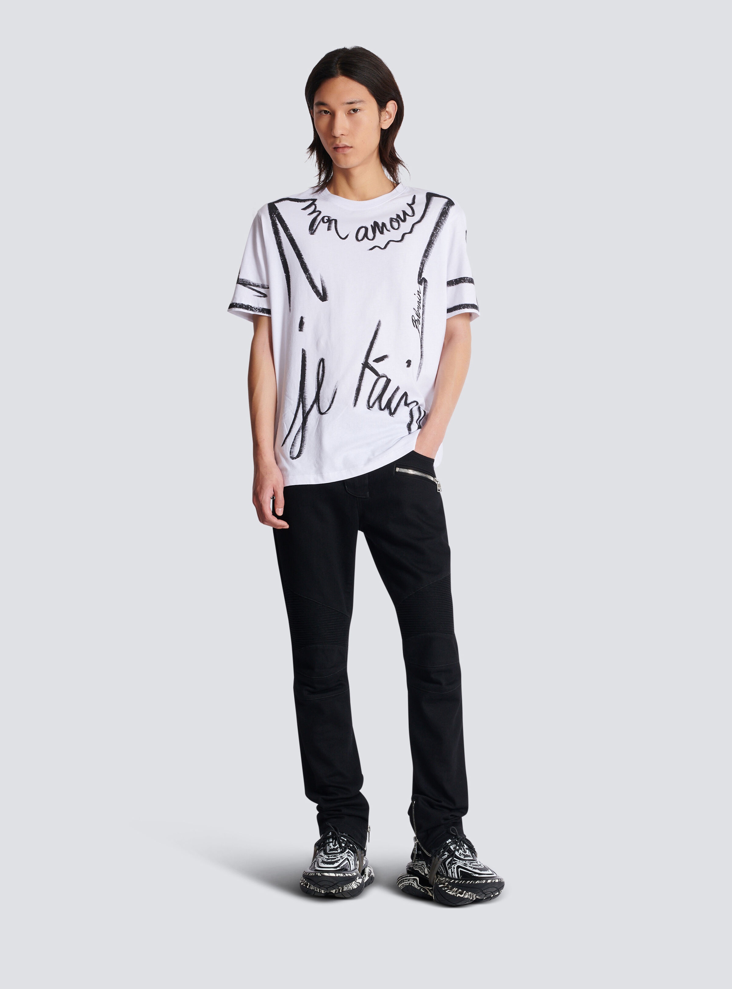 Slim-fit biker jeans in black denim - 2