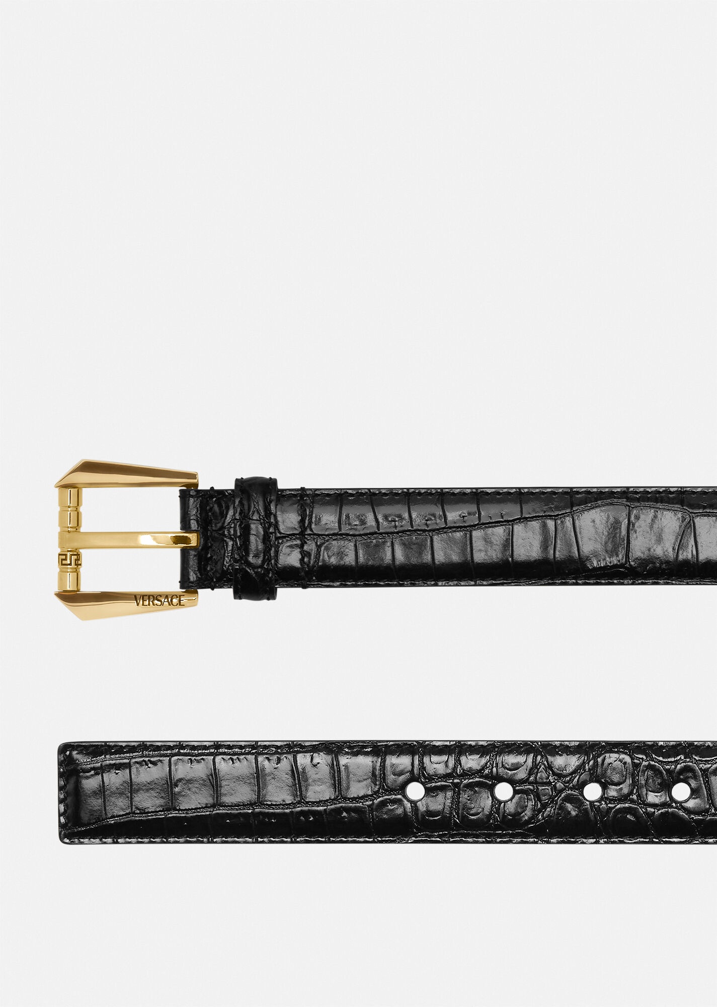 Croc-Effect Leather Belt 3 cm - 2