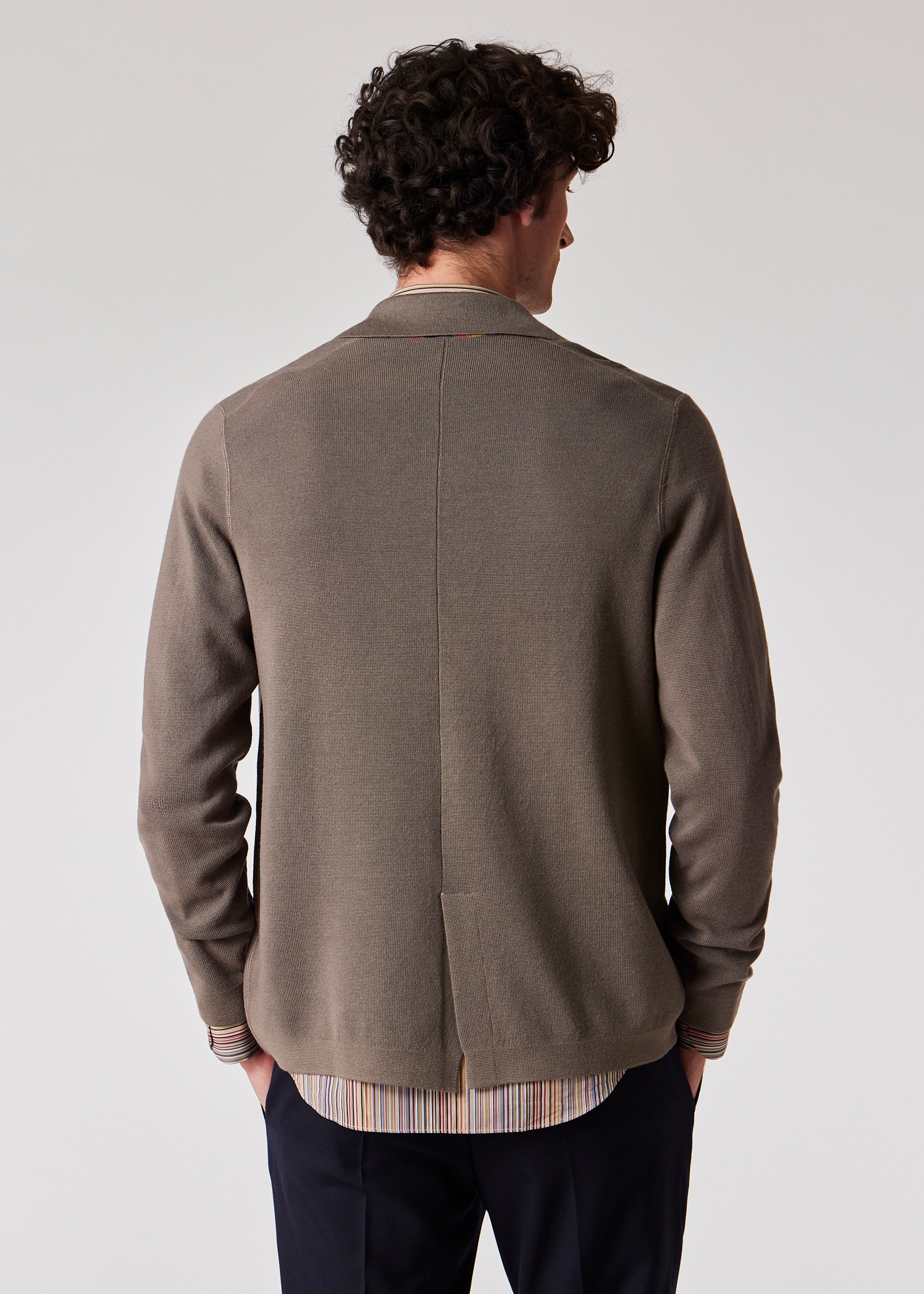 Taupe Merino Wool Cardigan Blazer - 7