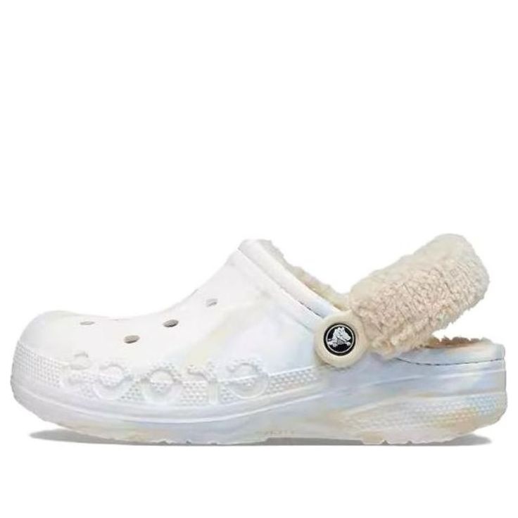 (WMNS) Crocs Baya Lined Fuzz Strap Marbled Clog 'White Multi' 209241 - 1