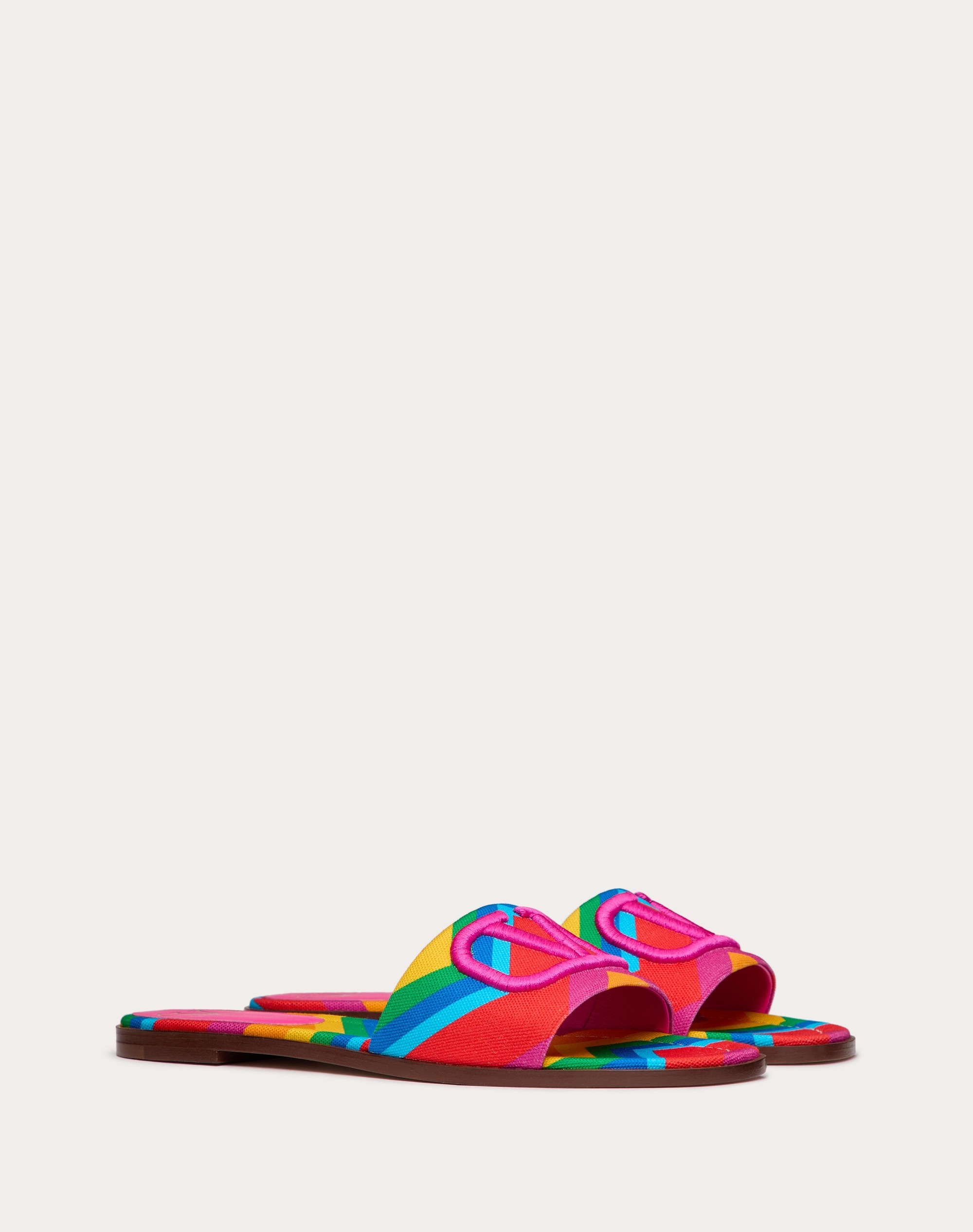 VALENTINO GARAVANI ESCAPE SLIDE SANDAL IN CANVAS WITH CHEVRON24 PRINT - 2