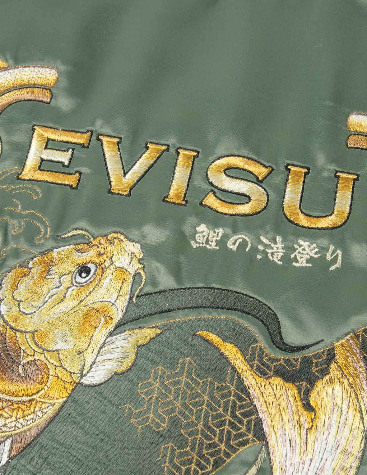 Tattoo Koi Embroidery Padded Bomber Jacket - 8