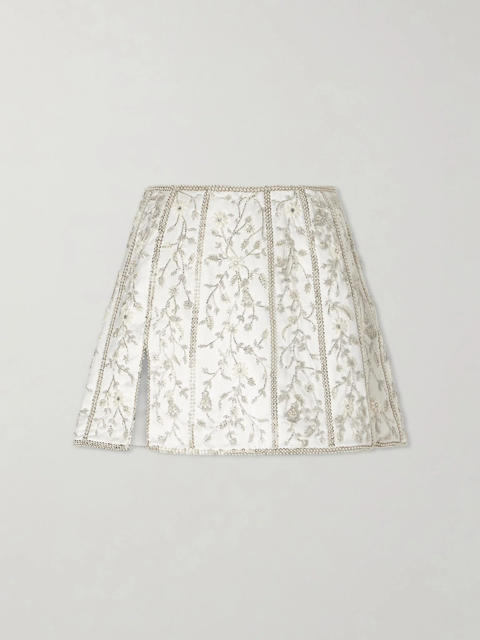 Brigitte crystal-embellished satin mini skirt White - 1