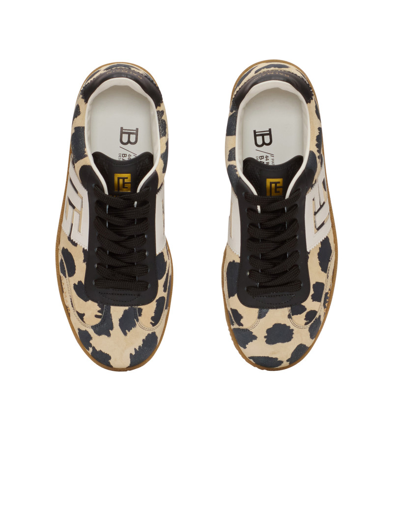 Balmain Swan leopard print suede leather trainers 3