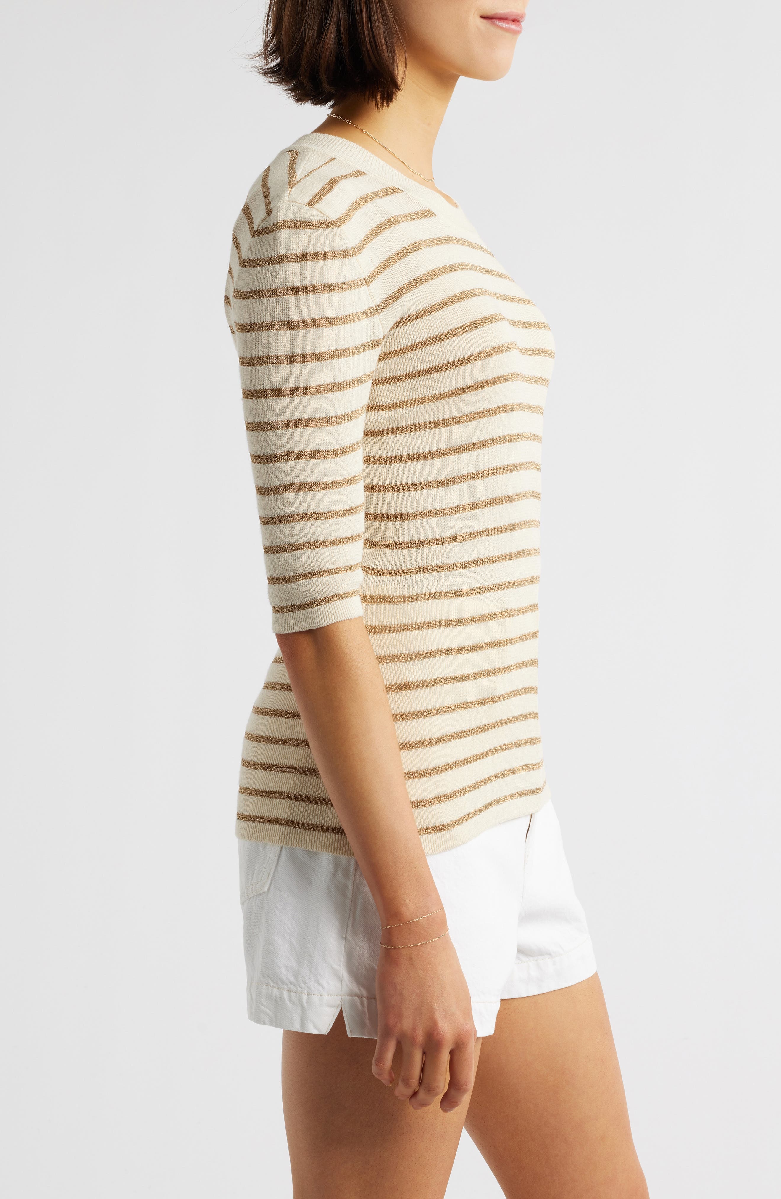 FRAME The Marina Elbow Sleeve Sweater in Cream Multi at Nordstrom - 3