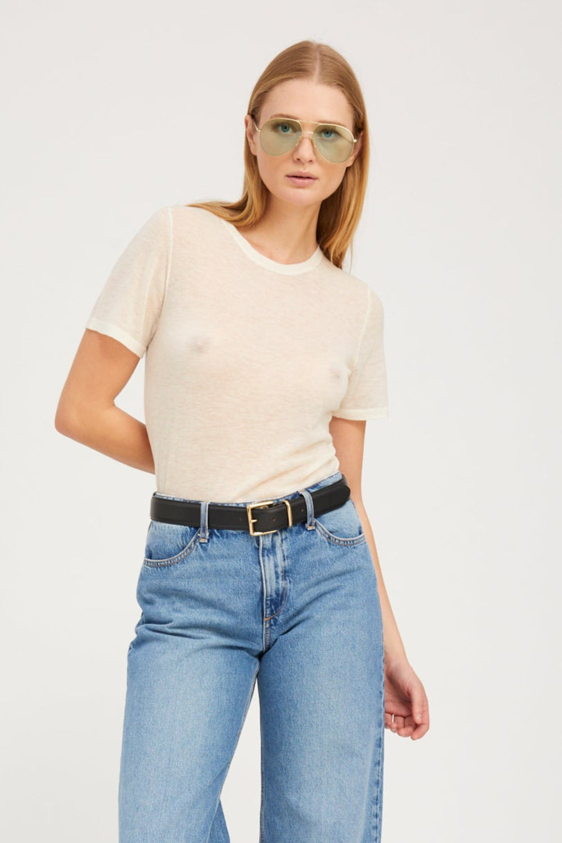 IVORY TISSUE CASHMERE CLASSIC TEE - 7
