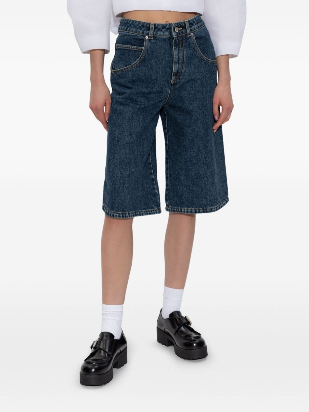 `Curved Side` Denim Shorts - 3