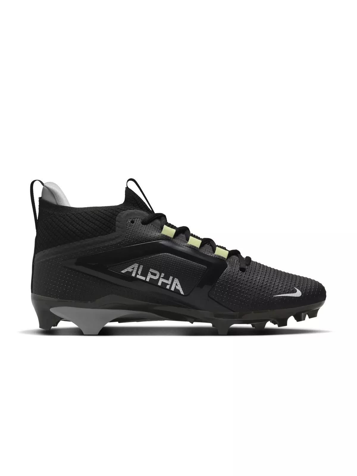 Alpha Menace 4 Elite "Black/Light Smoke Grey/Metallic Silver/White" Men's Football Cleat - 1