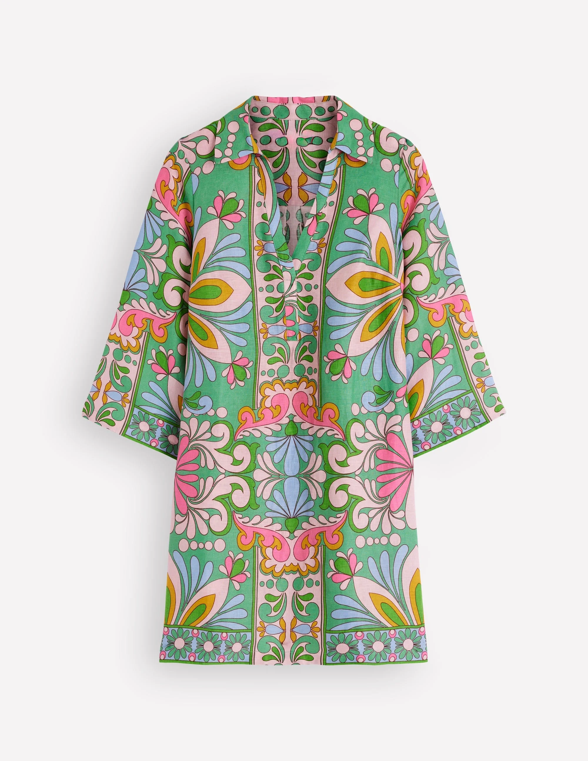 Carmen Linen Short Dress-Multi Bloom Tapestry - 1
