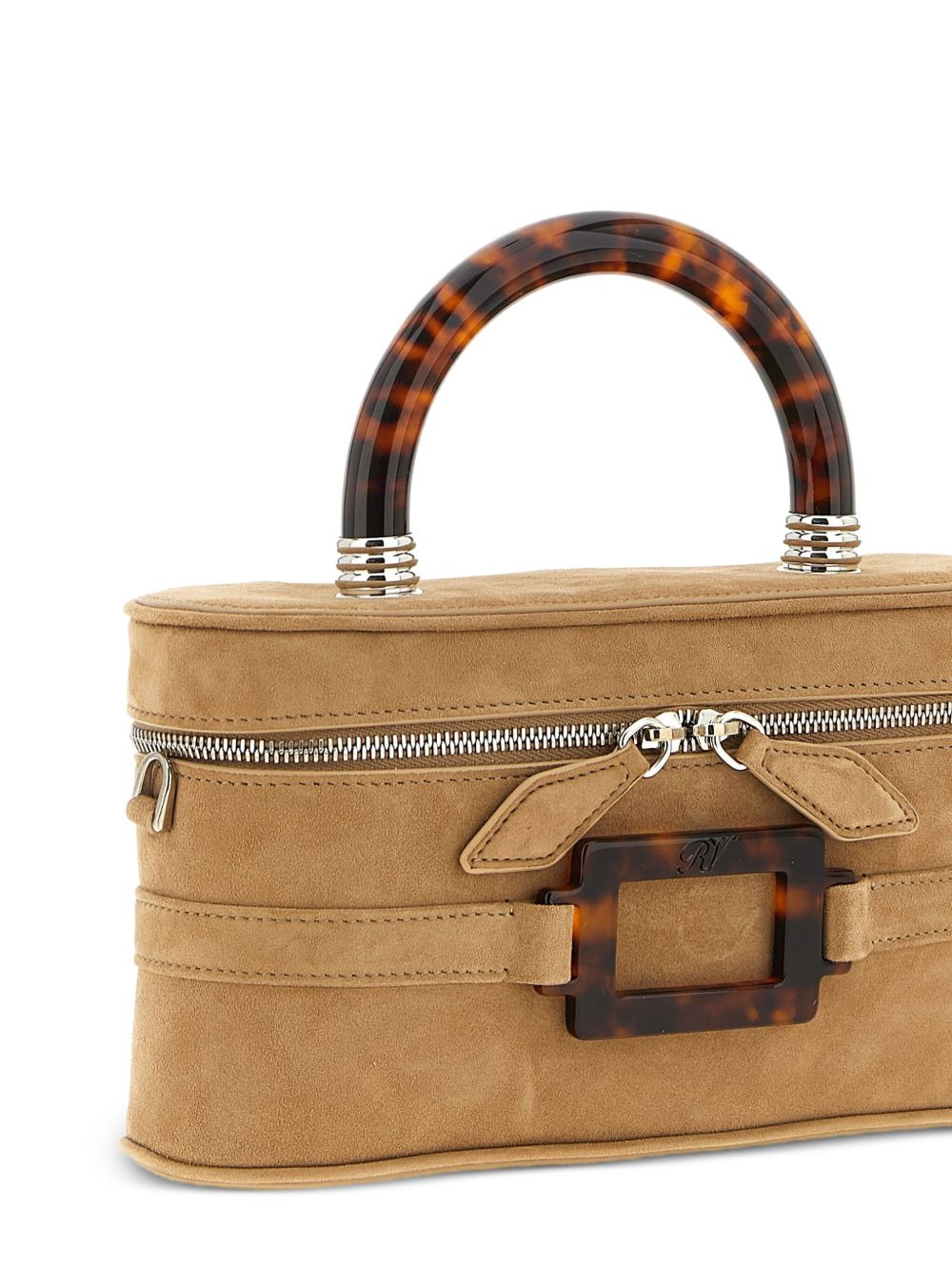 Belle Vivier Vanity tortoiseshell-handle suede tote bag - 3