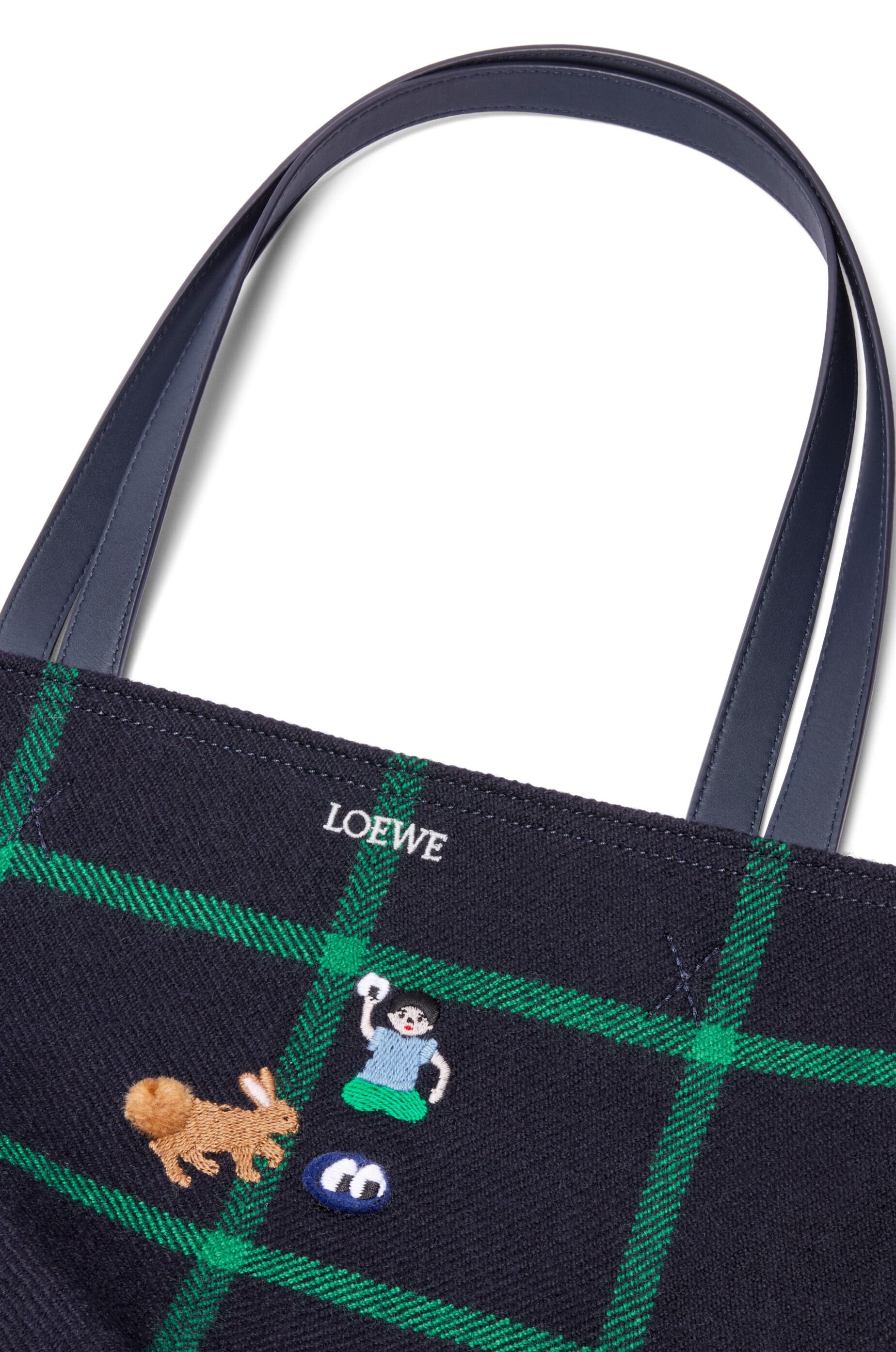 Bunny XL Puzzle Fold tote in embroidered canvas - 8