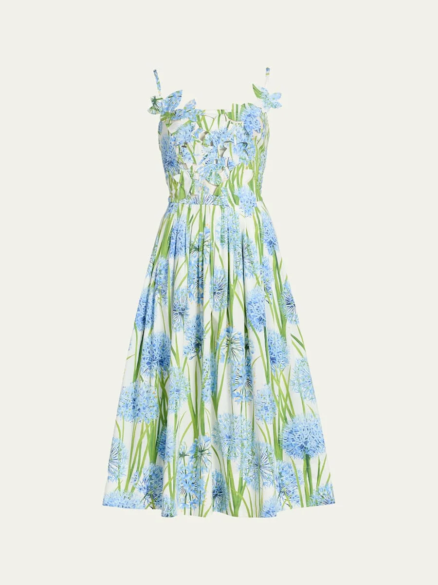 Alliums Poplin Cutout Sleeveless Midi Dress - 1
