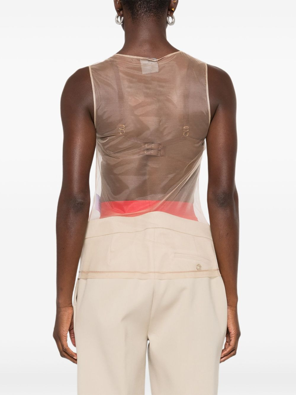 logo-print tulle top - 4