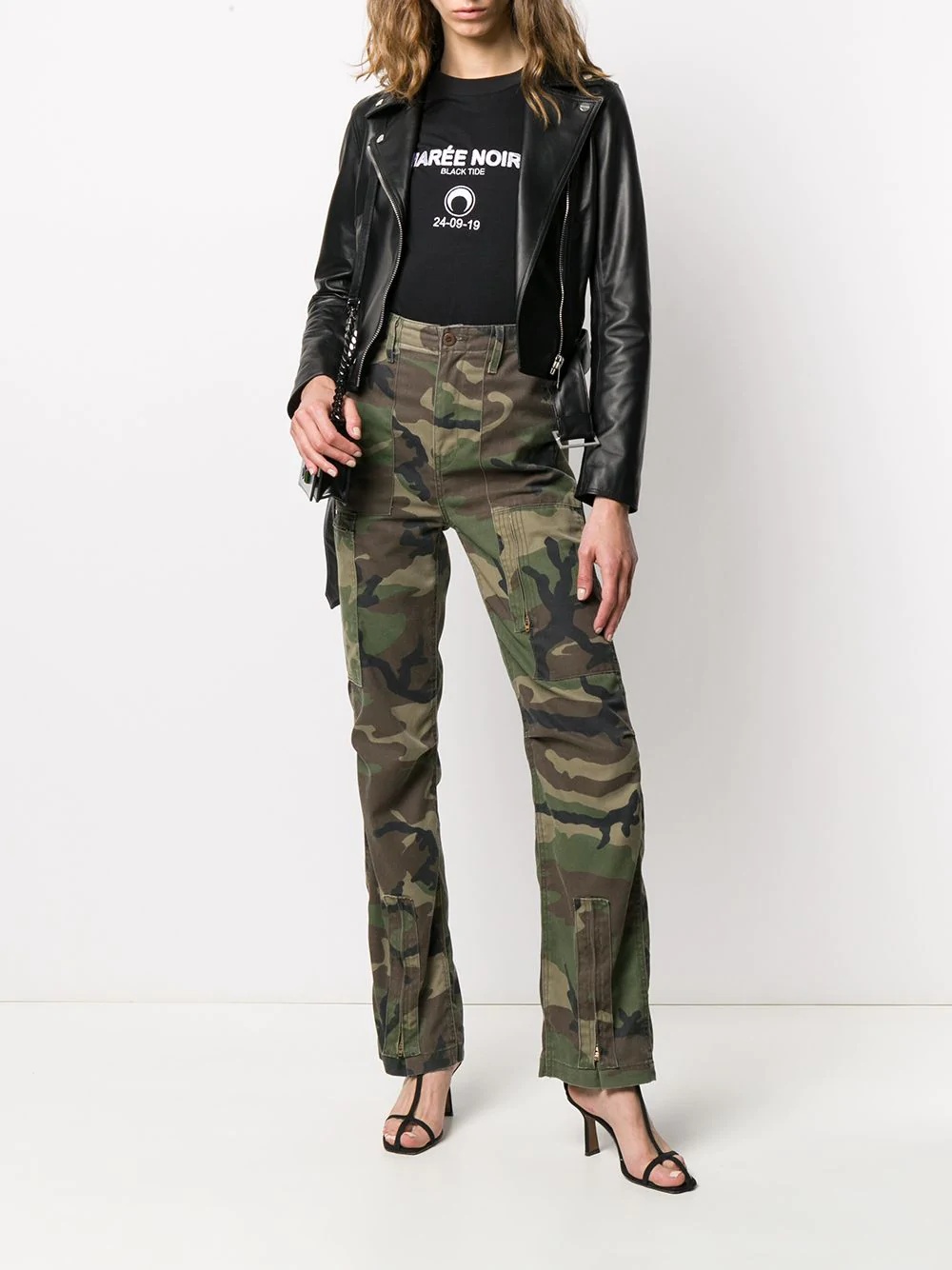 logo printed biker jacket - 2