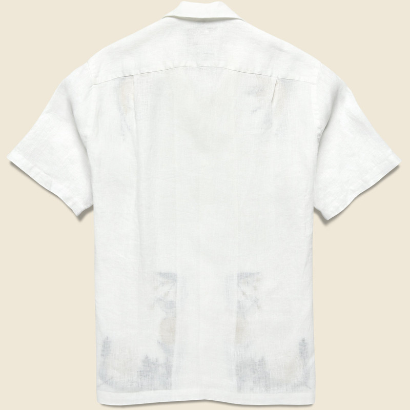 Portuguese Flannel Bird Embroidery Camp Shirt - White outlook