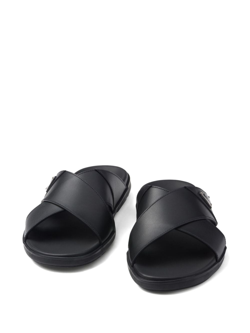 Leather crisscross slides - 5