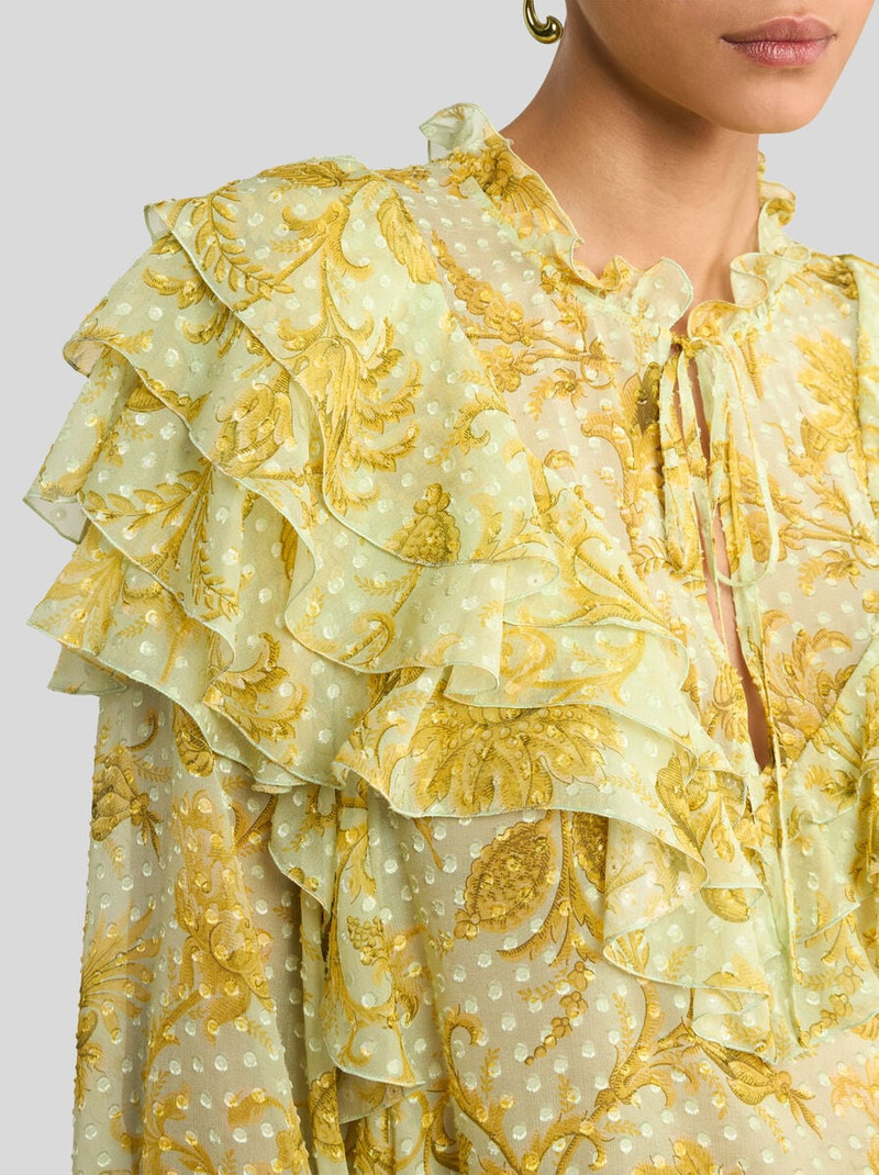 Etro SILK DOTTED SWISS BLOUSE WITH FLOUNCES AND FLORAL MOTIF outlook