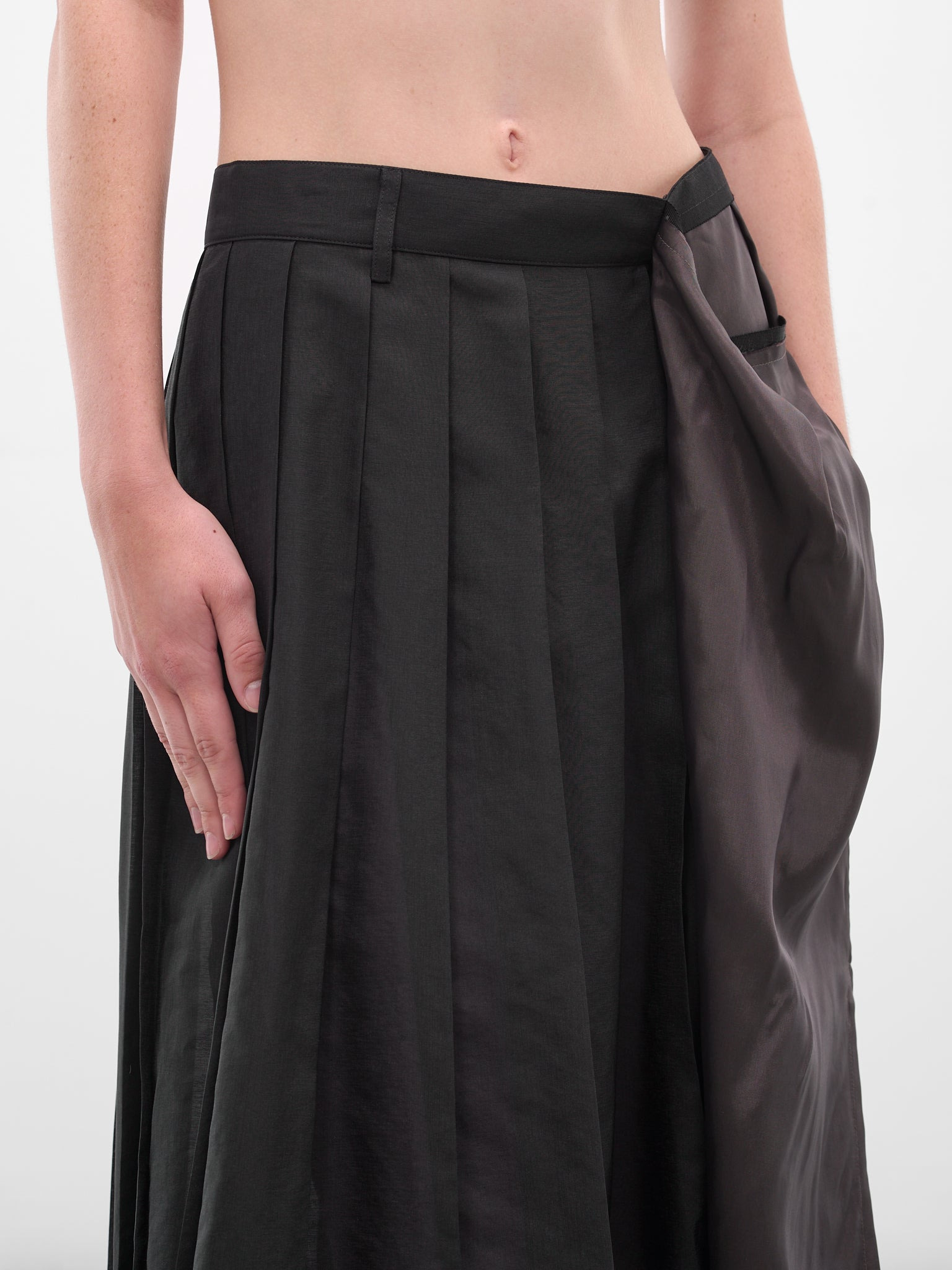 Black Deconstructed Asymmetric Midi Skirt - 4