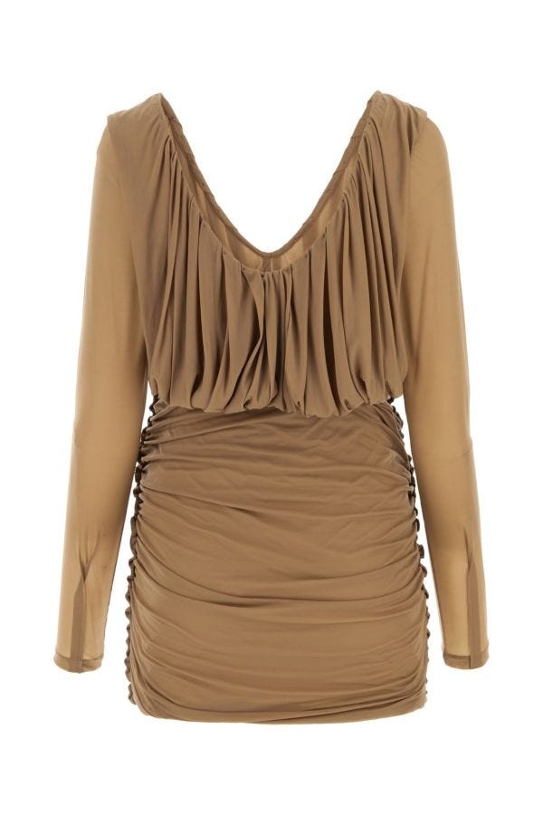 ワンピース Saint Laurent Camel jersey mini dress (729749Y5G98 2509) SAINT LAURENT Saint Laurent Woman Camel Jersey Mini Dress