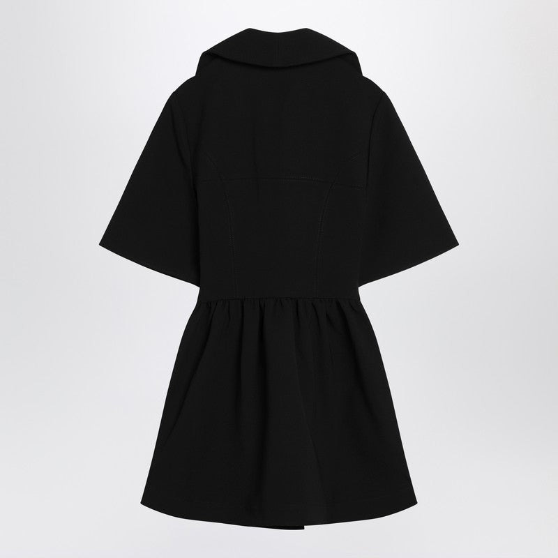 Ganni Black Mini Dress In Crêpe Women - 2
