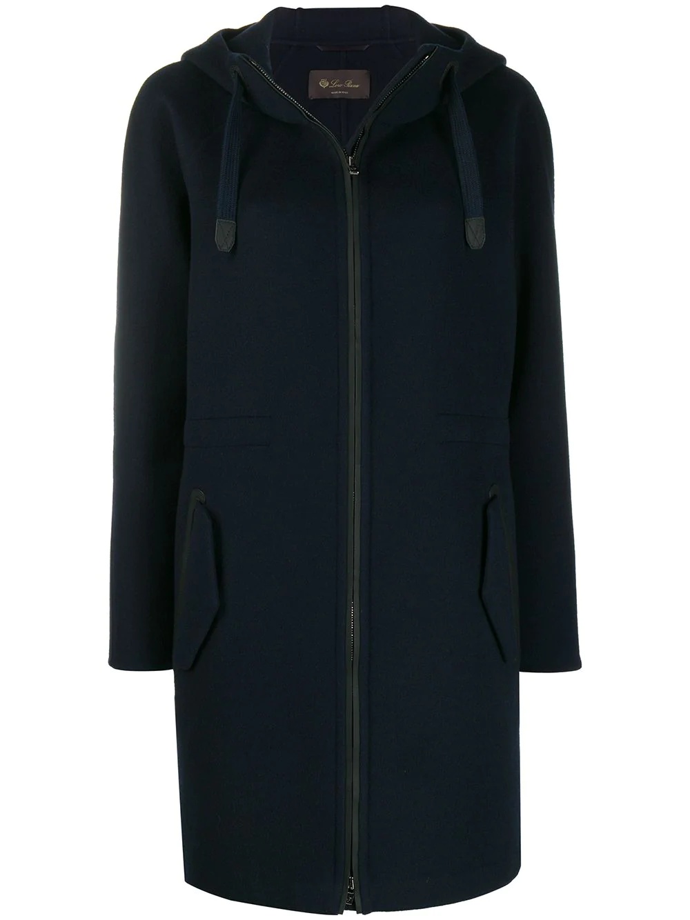 zipped up hooded coat - 1