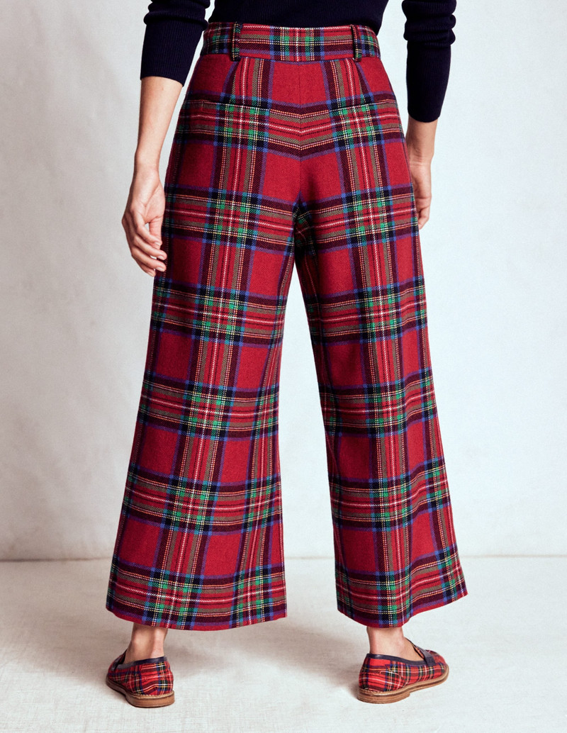 Pleated Wool Culottes-Red, Blue and Green Check 4