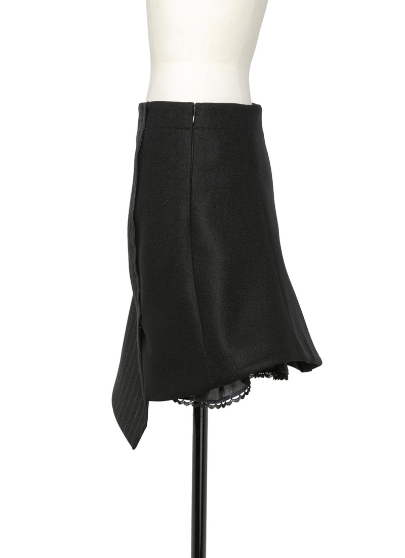 Chalk Stripe x Wool Melton Skirt 3