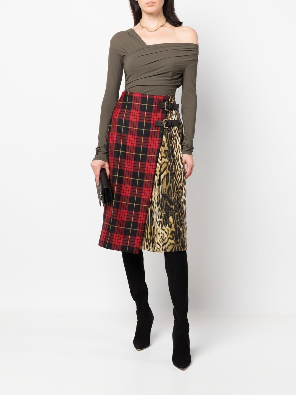 mix-print midi skirt - 2