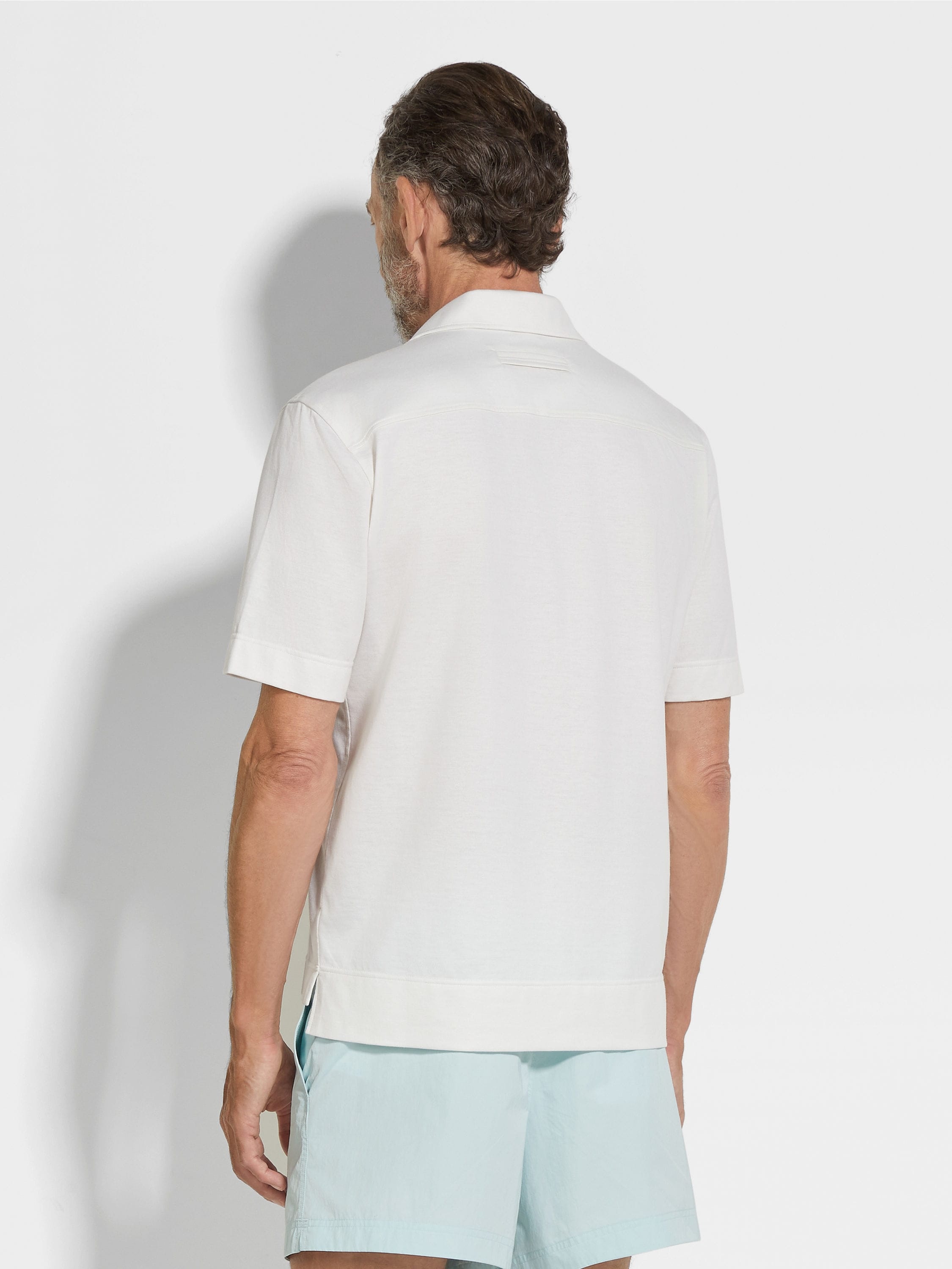 WHITE COTTON AND SILK SHIRT - 5