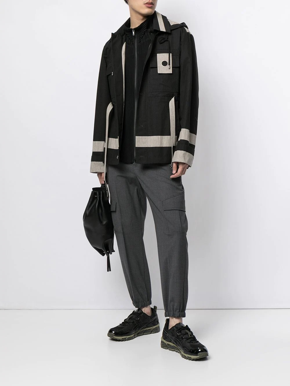 stripe-trimmed hooded jacket - 2