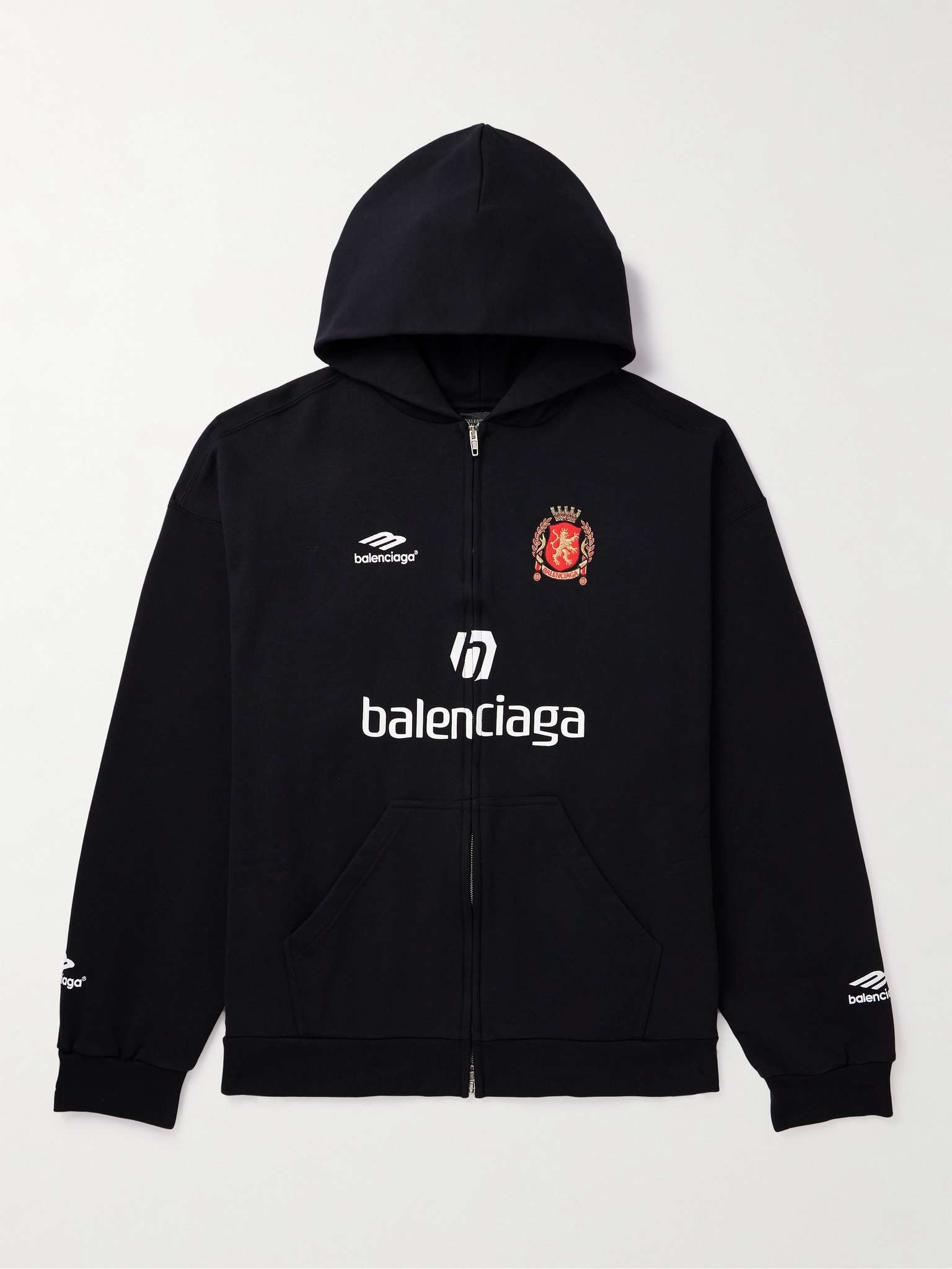 BALENCIAGA 2024 Soccer Oversized Logo-Detailed Cotton-Jersey Zip