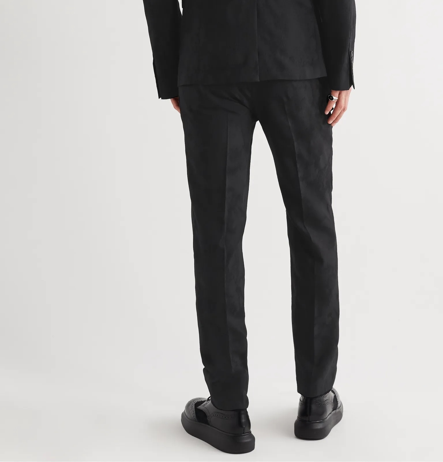 Slim-Fit Wool-Jacquard Suit Trousers - 4