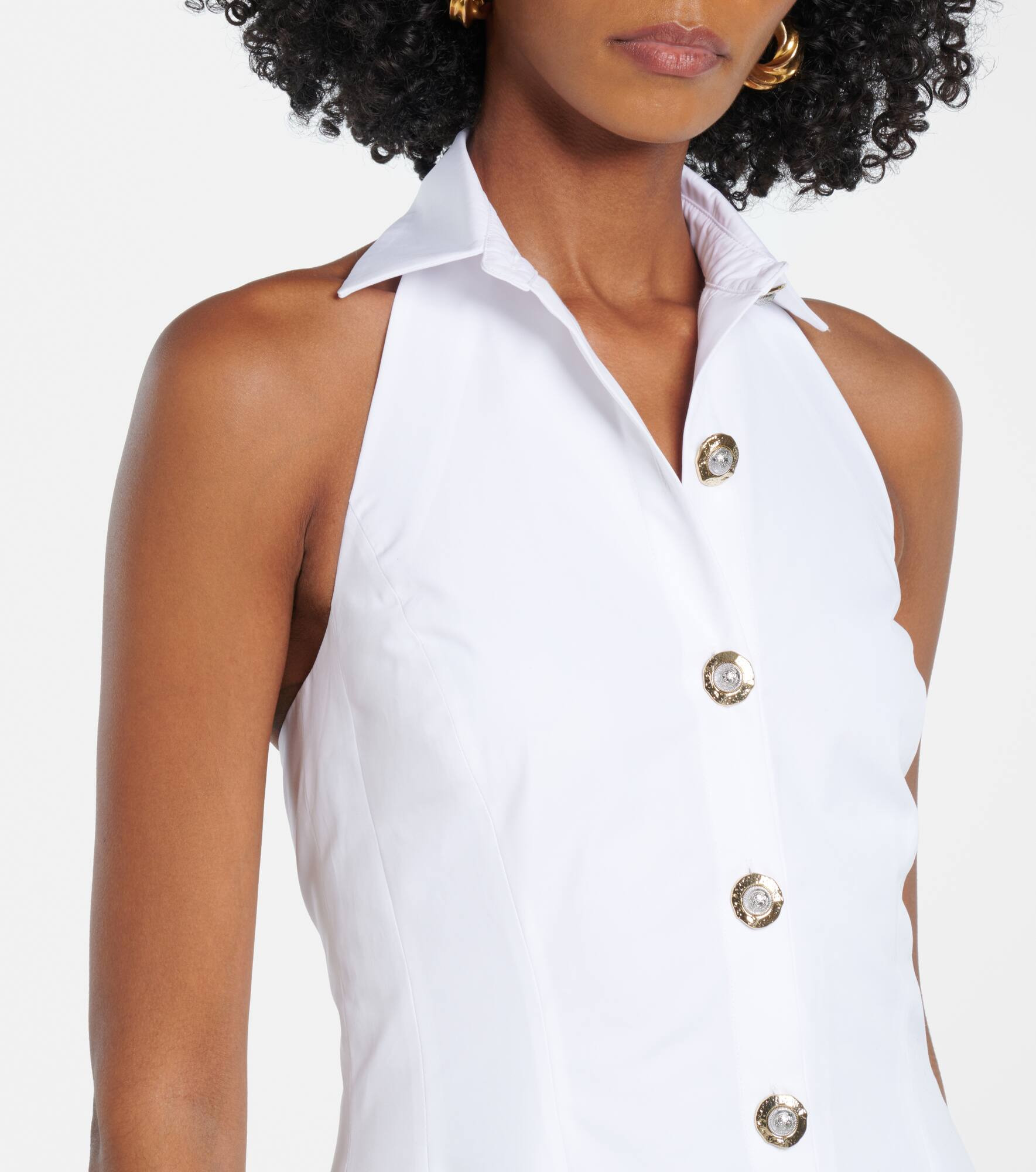 Open-back buttoned poplin shirt dress - 4