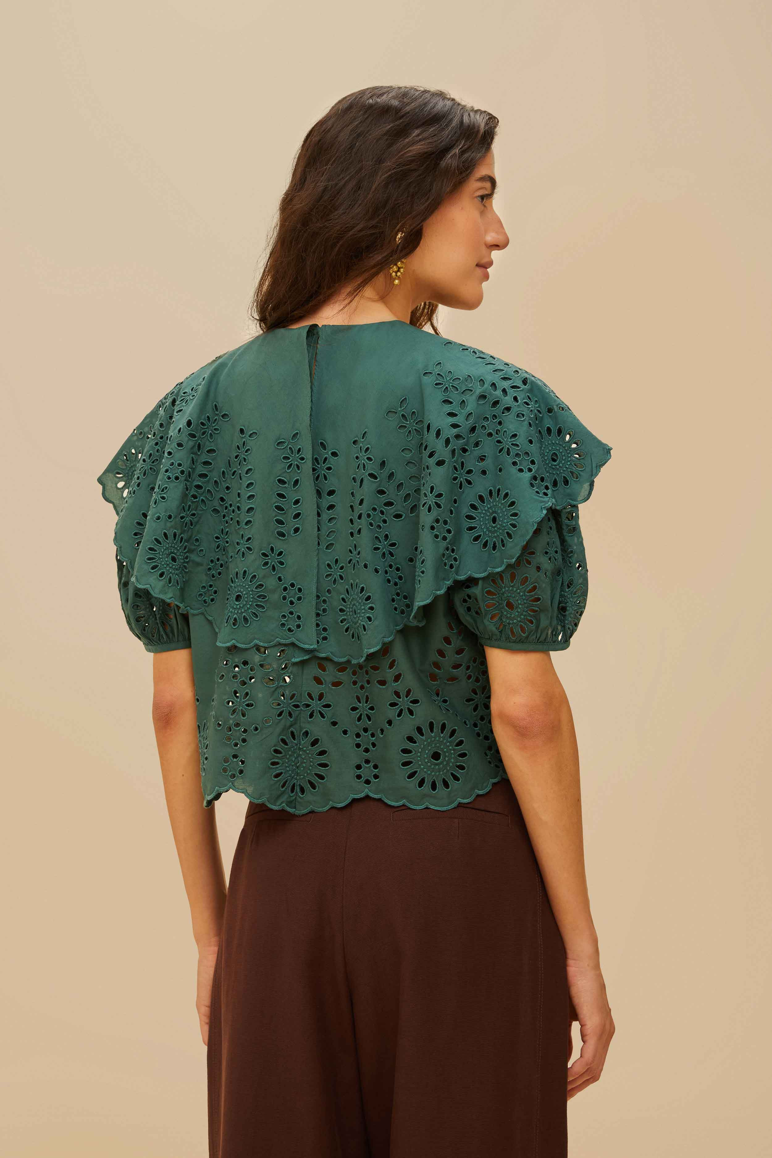 Green Maxi Lace Blouse - 4
