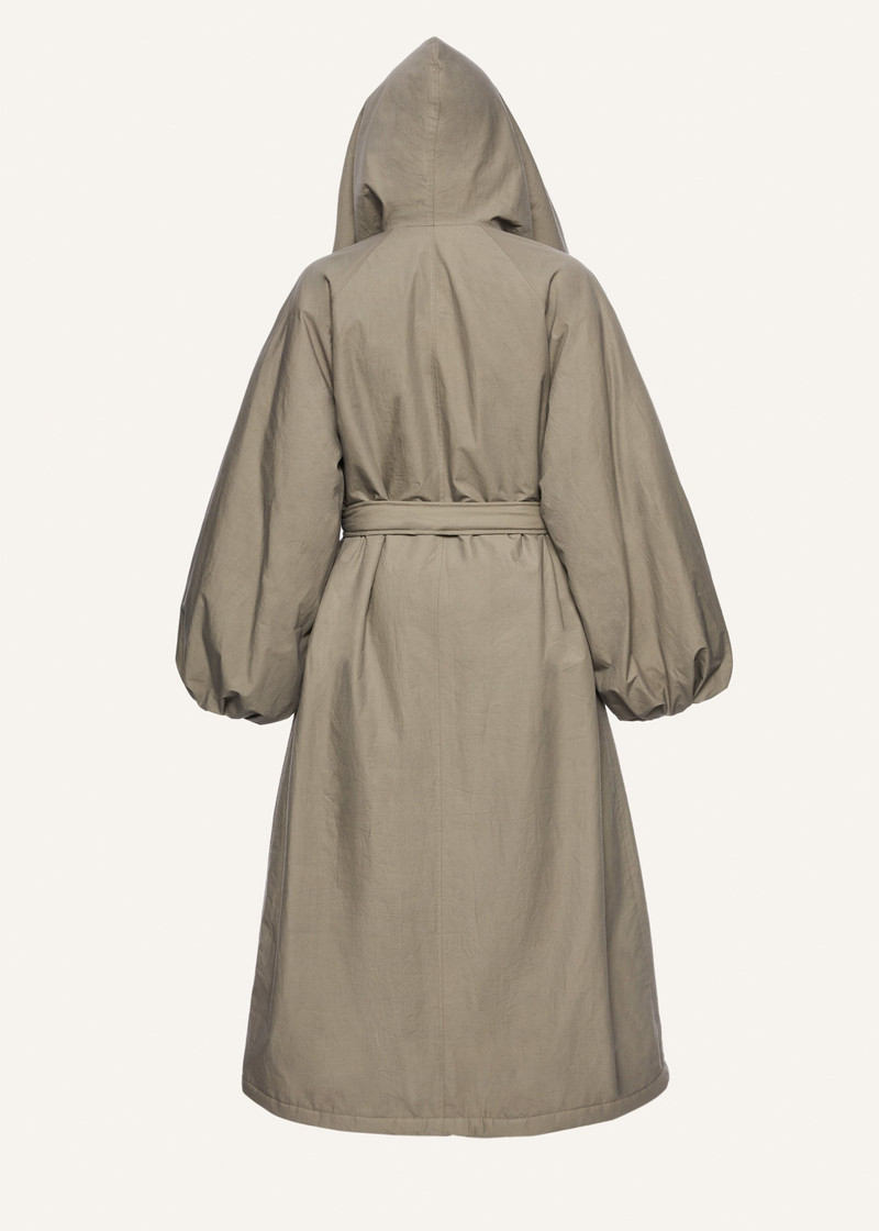 Faux fur hooded coat in grey cotton 2