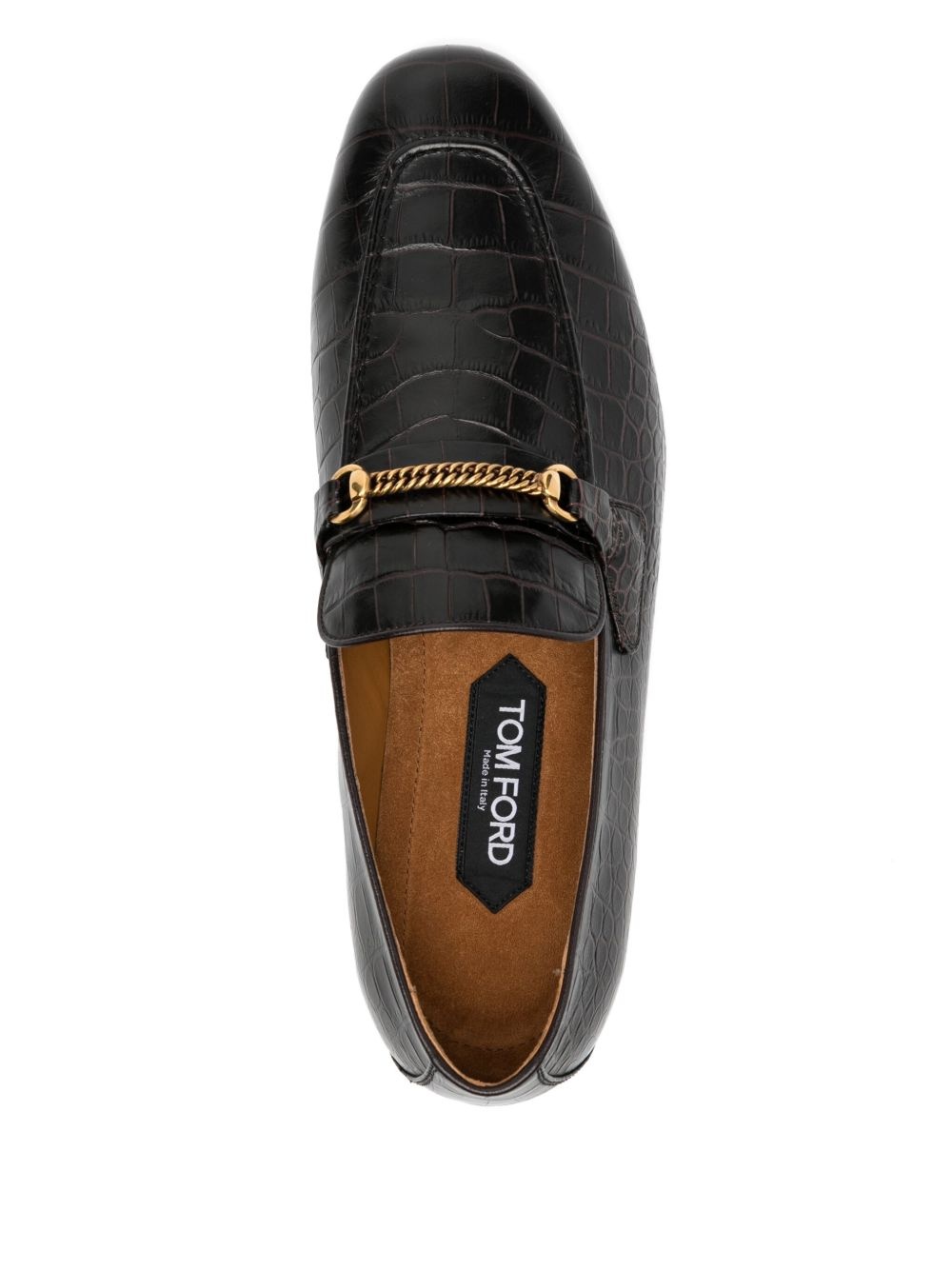crocodile-embossed leather loafers - 4