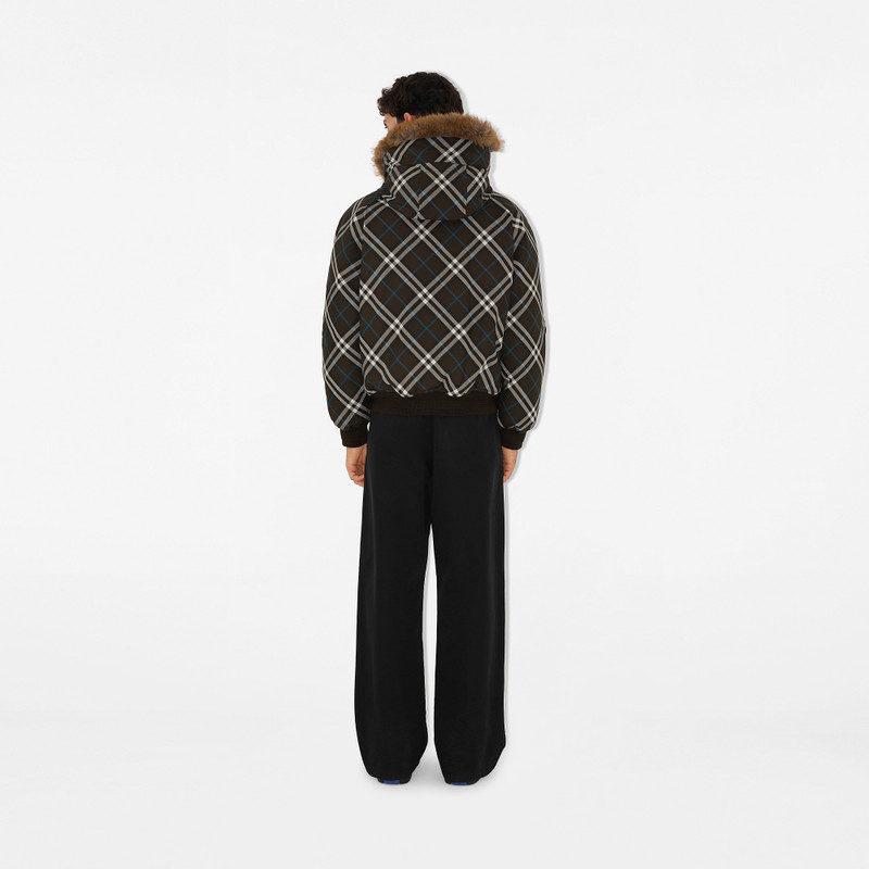 Faux Fur Trim Check Bomber Jacket 4