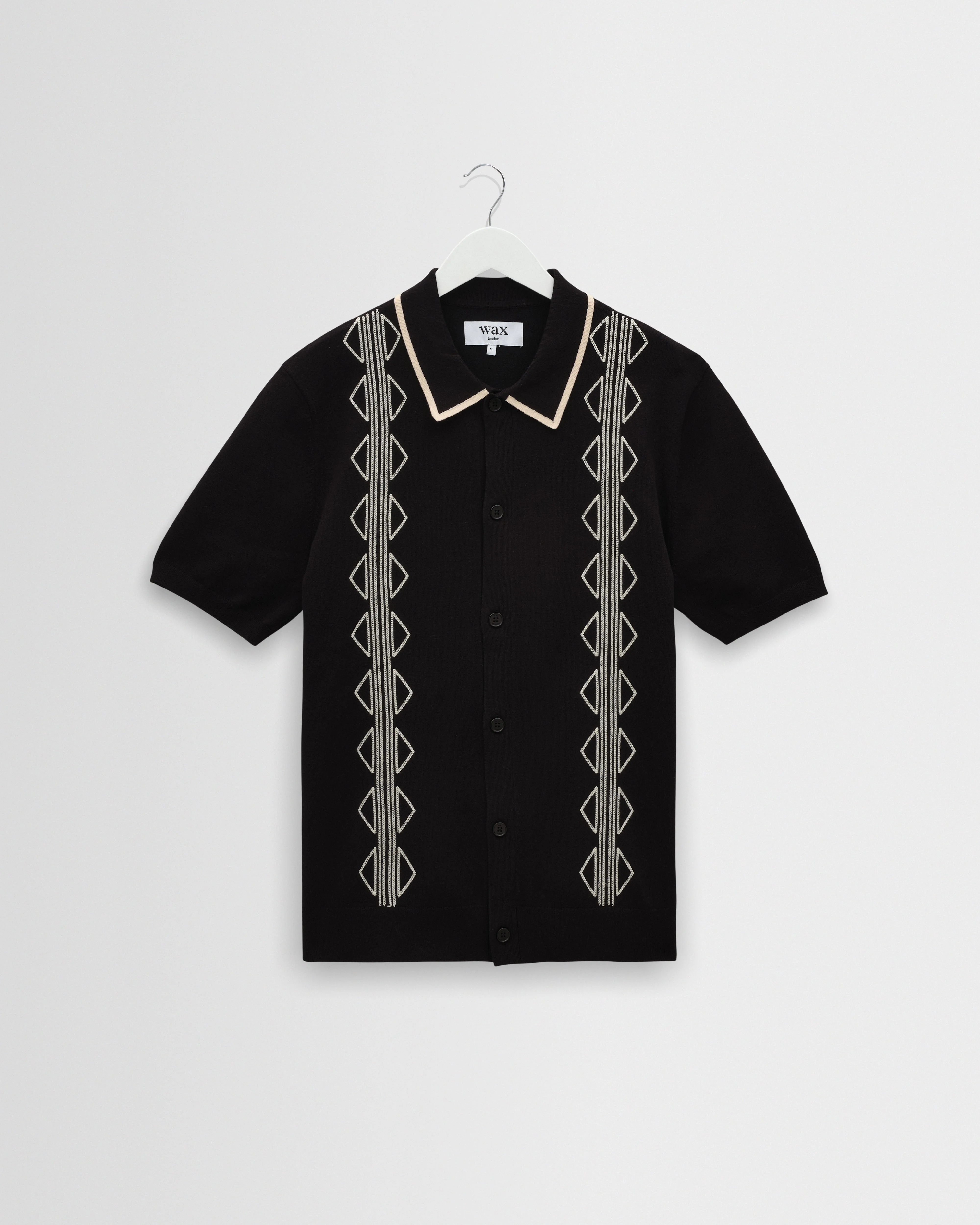 Tellaro - Black And Ecru Retro Embroidered Shirt - 1