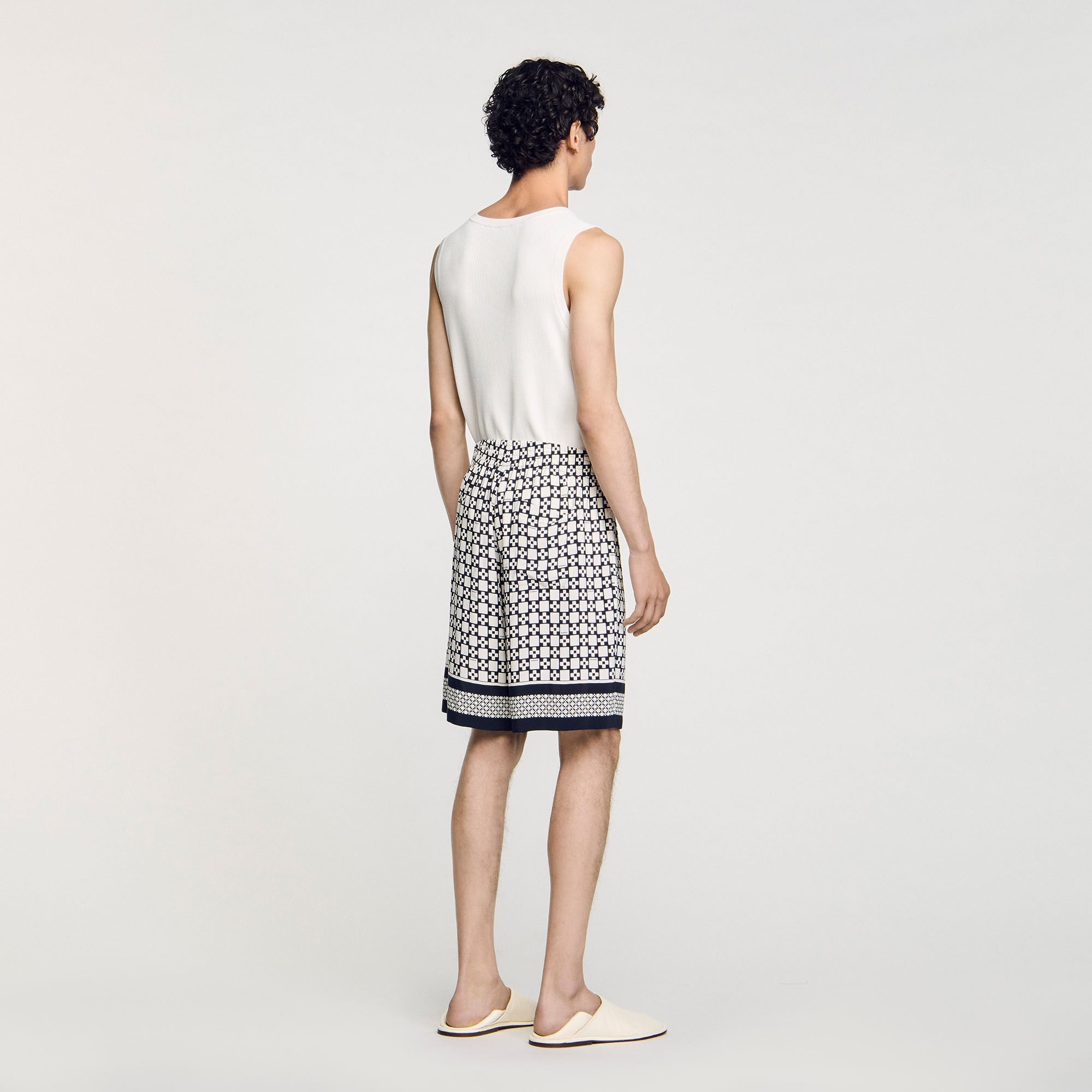SQUARE CROSS FLOWY BERMUDA SHORTS - 5