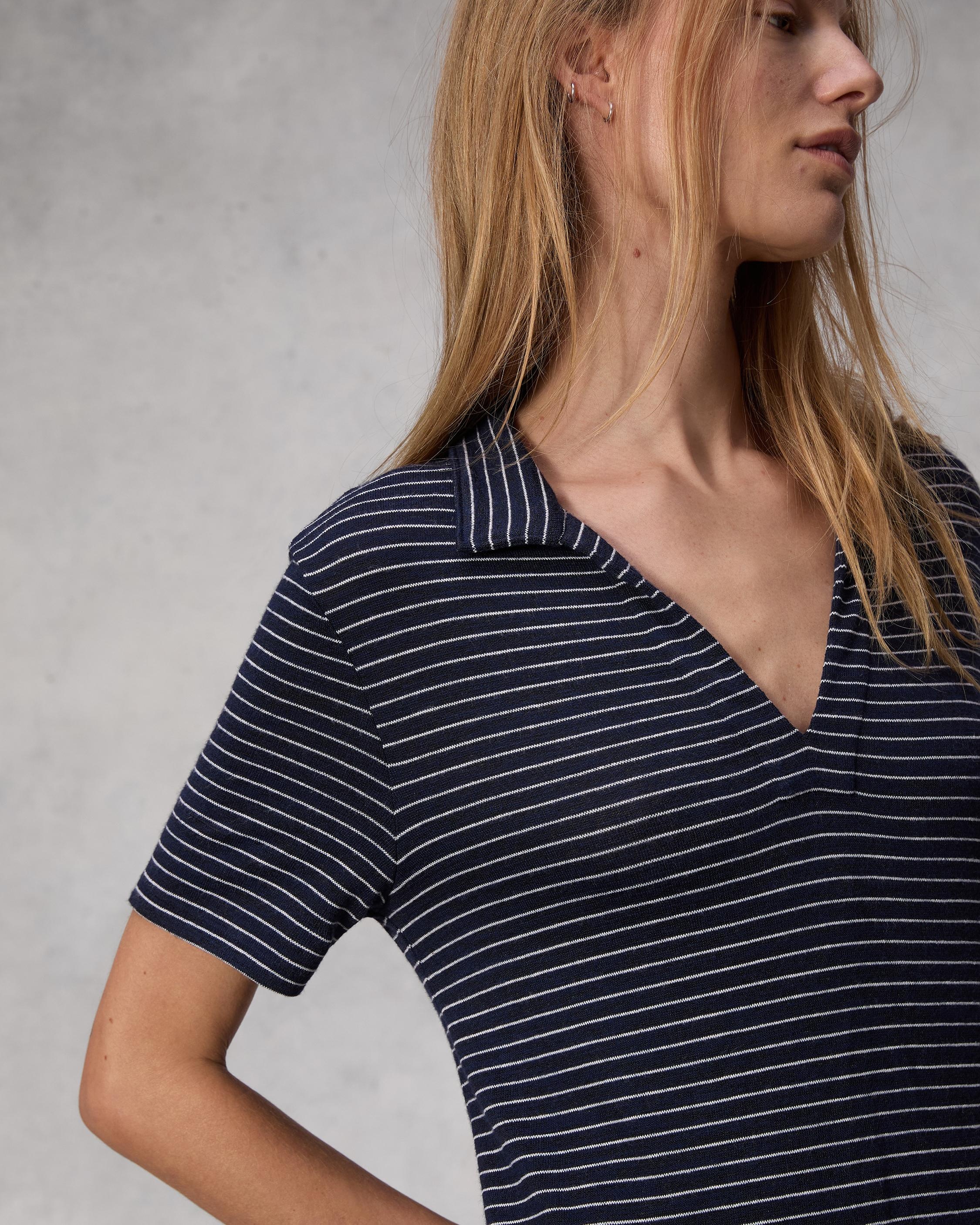 The Knit Striped Polo Dress
Midi - 5