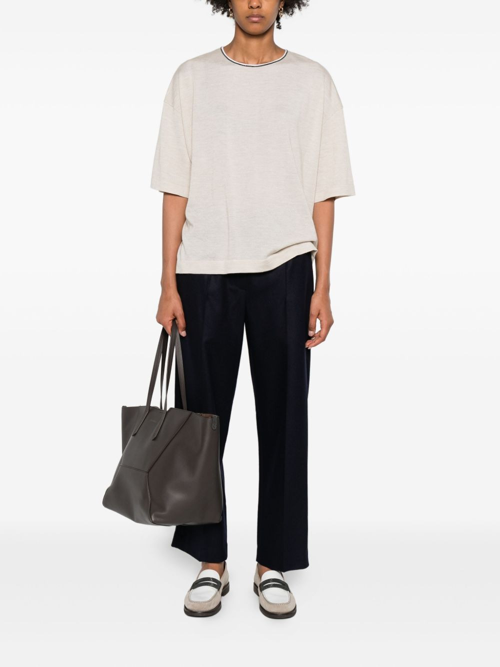 crew-neck cashmere-blend T-shirt - 2