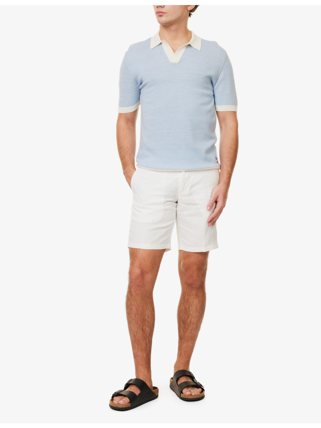 Norwich two-slip-pockets mid-rise regular-fit linen shorts - 2