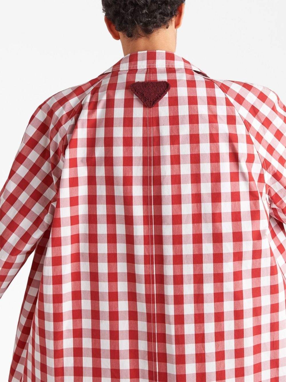 gingham-check cotton coat - 5