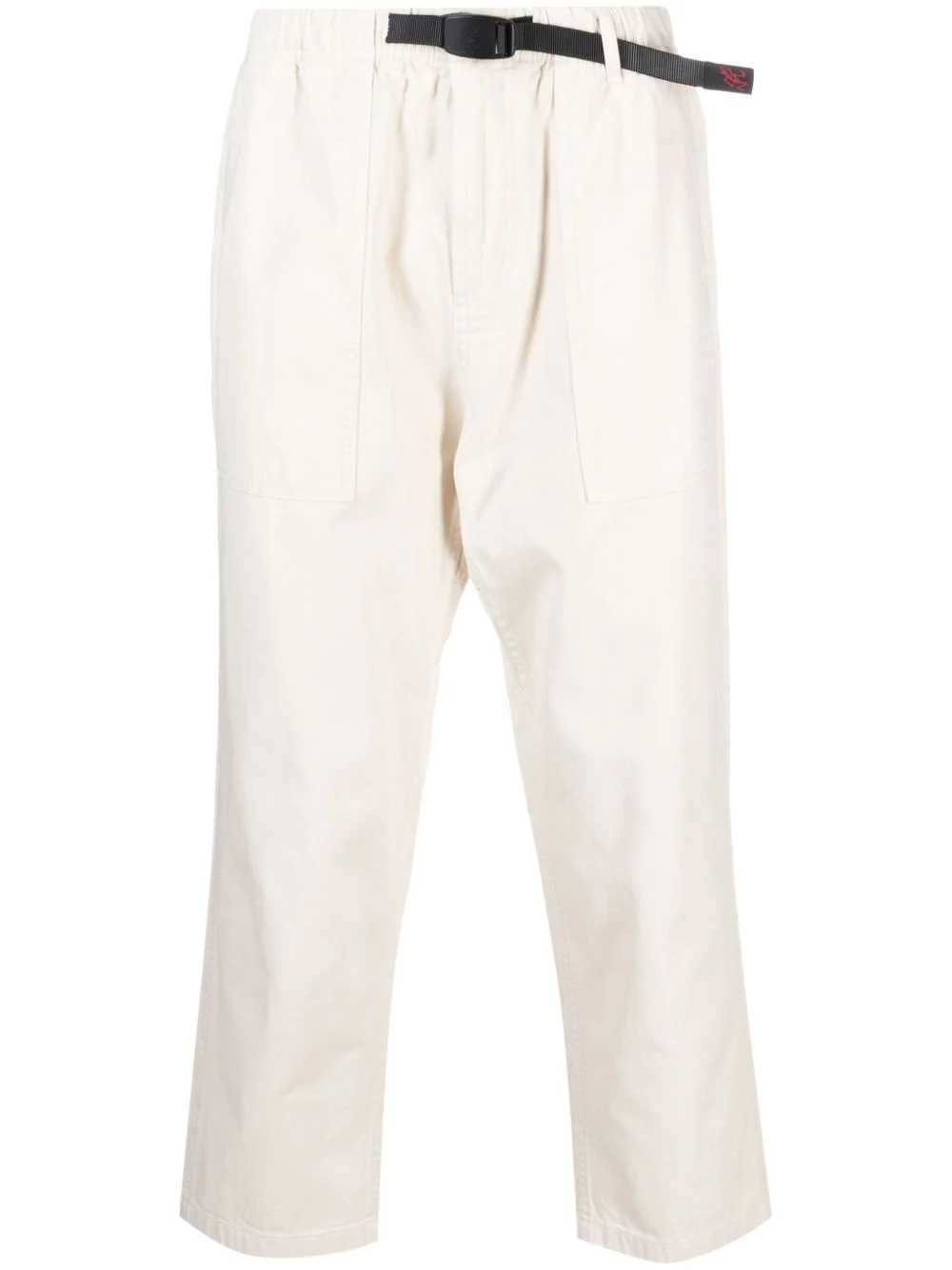 buckle-fastening cotton cropped trousers - 1