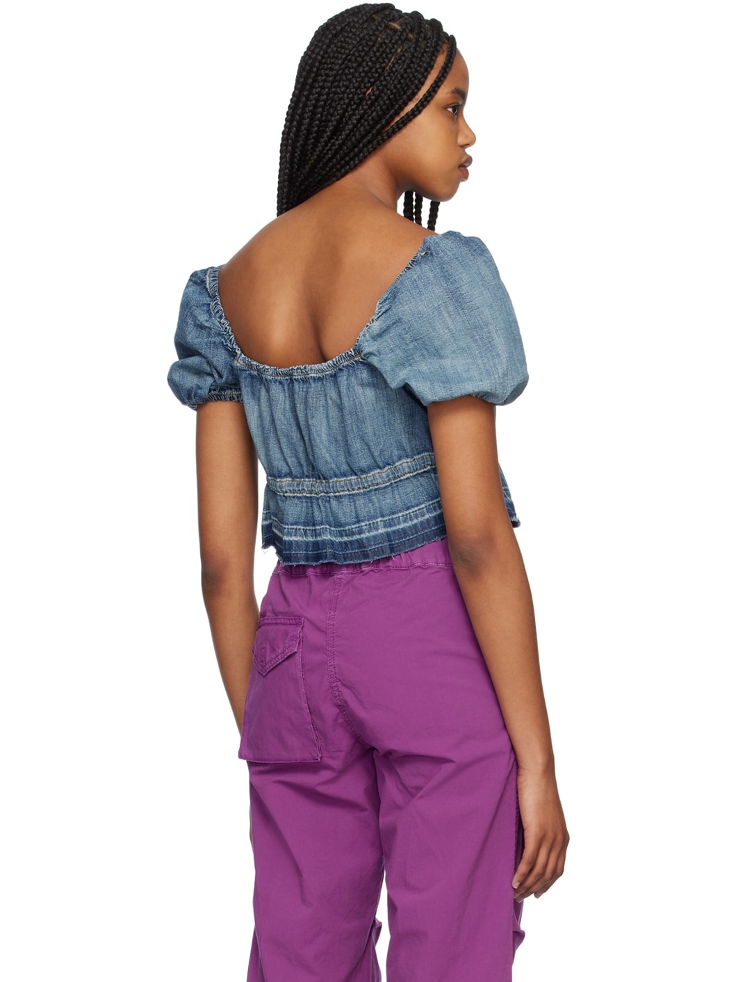 Blue Tint Edge Denim Blouse - 3