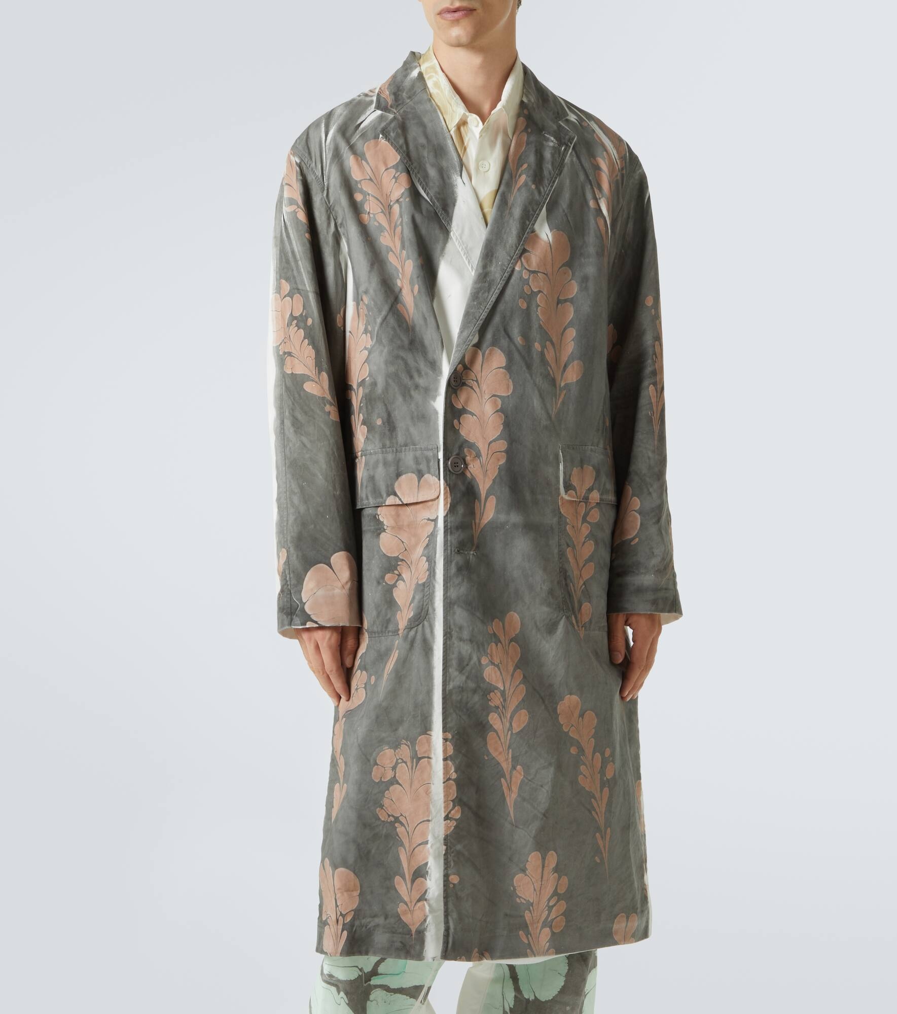 Printed double-breasted cotton coat - 3