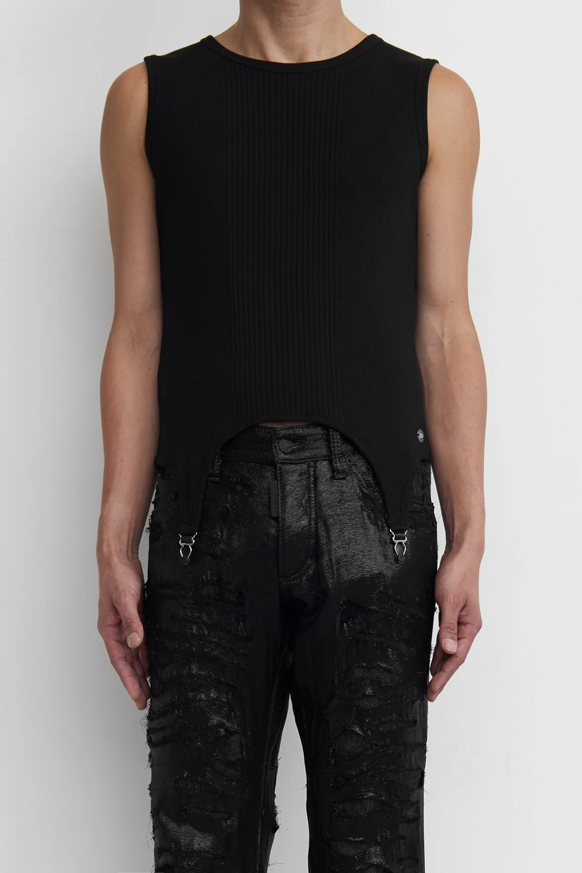 Jean Paul Gaultier 'The Garter' Ribbed Tank Top Black - 4