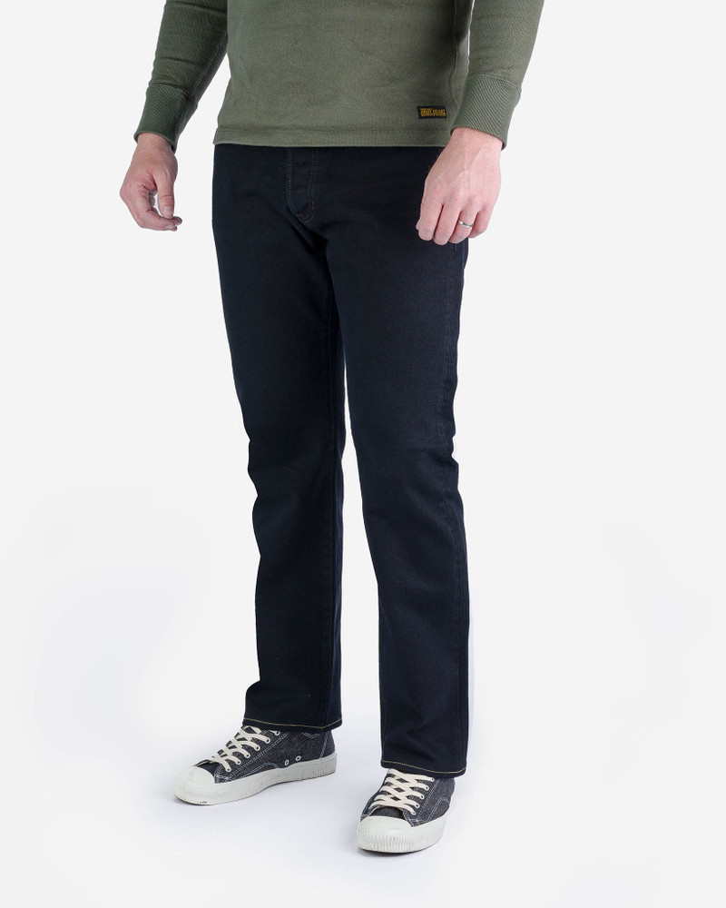 Iron Heart IH-888SBR-14OD 14OZ BROKEN TWILL SELVEDGE DENIM RELAXED TAPERED CUT JEANS - INDIGO OVERDYED BLACK outlook