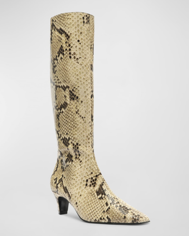 SCHUTZ Dellia Snake-Embossed Kitten Ankle Boots outlook